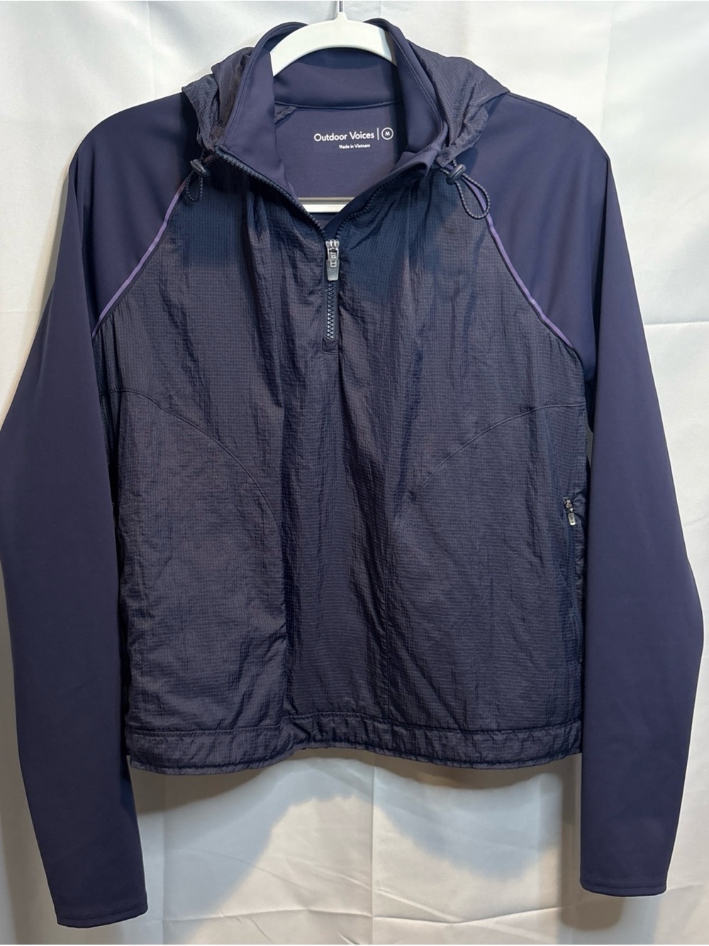 Outdoor Voices Navy Zip-Up Hooded Jacket